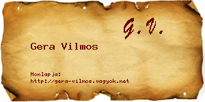 Gera Vilmos névjegykártya
